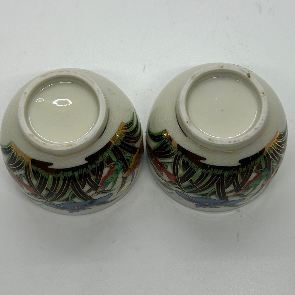 Set Of 2 Sake Cups Floral Japanese Shot Glass - Picture 5 of 12